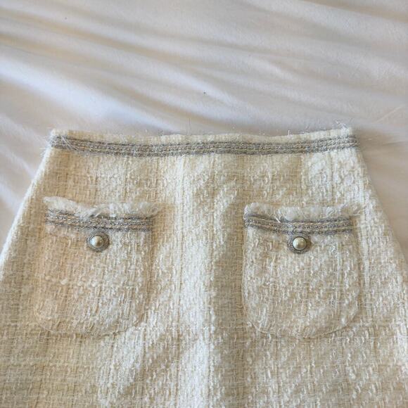 NWT Zara White Tweed High Waisted Mini Skirt Size XS - Picture 2 of 5